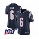 Youth New England Patriots #6 Ryan Allen Navy Blue Team Color Vapor Untouchable Limited Player 100th Season Football Jersey