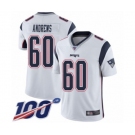 Youth New England Patriots #60 David Andrews White Vapor Untouchable Limited Player 100th Season Football Jersey