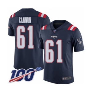 Youth New England Patriots #61 Marcus Cannon Limited Navy Blue Rush Vapor Untouchable 100th Season Football Jersey