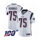 Youth New England Patriots #75 Ted Karras White Vapor Untouchable Limited Player 100th Season Football Jersey