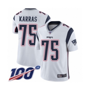 Youth New England Patriots #75 Ted Karras White Vapor Untouchable Limited Player 100th Season Football Jersey