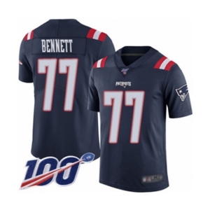 Youth New England Patriots #77 Michael Bennett Limited Navy Blue Rush Vapor Untouchable 100th Season Football Jersey