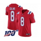 Youth New England Patriots #8 Jamie Collins Red Alternate Vapor Untouchable Limited Player 100th Season Football Jersey