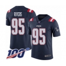 Youth New England Patriots #95 Derek Rivers Limited Navy Blue Rush Vapor Untouchable 100th Season Football Jersey