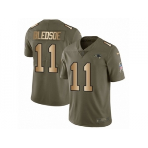 Youth Nike New England Patriots #11 Drew Bledsoe Limited Olive Gold 2017 Salute to Service NFL Jersey