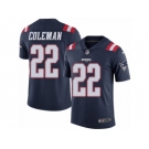 Youth Nike New England Patriots #22 Justin Coleman Limited Navy Blue Rush NFL Jersey