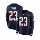 Youth Nike New England Patriots #23 Patrick Chung Limited Navy Blue Therma Long Sleeve NFL Jersey