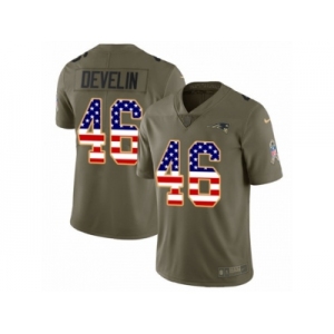 Youth Nike New England Patriots #46 James Develin Limited Olive USA Flag 2017 Salute to Service NFL Jersey