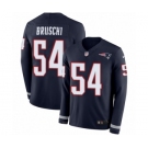 Youth Nike New England Patriots #54 Tedy Bruschi Limited Navy Blue Therma Long Sleeve NFL Jersey