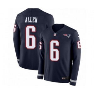 Youth Nike New England Patriots #6 Ryan Allen Limited Navy Blue Therma Long Sleeve NFL Jersey