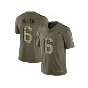 Youth Nike New England Patriots #6 Ryan Allen Limited Olive Camo 2017 Salute to Service NFL Jersey