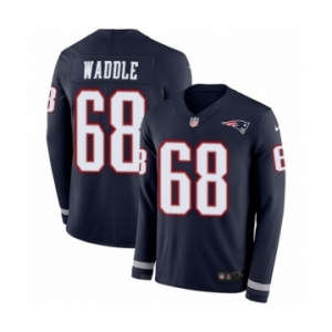 Youth Nike New England Patriots #68 LaAdrian Waddle Limited Navy Blue Therma Long Sleeve NFL Jersey