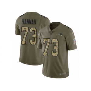 Youth Nike New England Patriots #73 John Hannah Limited Olive Camo 2017 Salute to Service NFL Jersey