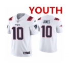 Youth new england patriots #10 mac jones white 2021 vapor limited football jersey