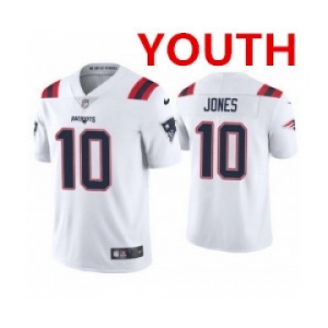 Youth new england patriots #10 mac jones white 2021 vapor limited football jersey
