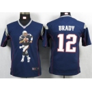 nike youth nfl jerseys new england patriots #12 tom brady blue[portrait fashion]