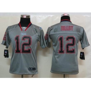 nike youth nfl jerseys new england patriots #12 tom brady grey[nike lights out]