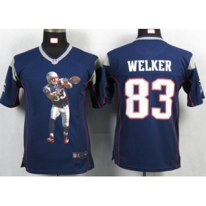 nike youth nfl jerseys new england patriots #83 welker blue[portrait fashion]