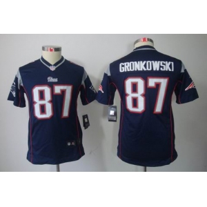 nike youth nfl jerseys new england patriots #87 gronkowski blue[nike limited]