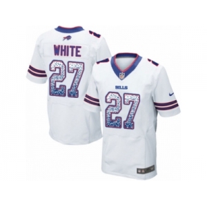 Men Nike Buffalo Bills #27 TreDavious White Elite White Road Drift Fashion NFL Jersey