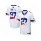 Men Nike Buffalo Bills #27 TreDavious White Elite White Road USA Flag Fashion NFL Jersey