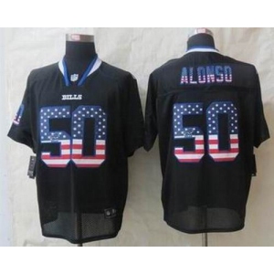 nike nfl jerseys buffalo bills #50 alonso black[Elite USA flag fashion][alonso]