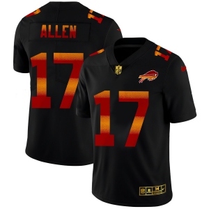 Buffalo Bills #17 Josh Allen Men's Black Nike Red Orange Stripe Vapor Limited NFL Jersey