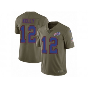 Men Nike Buffalo Bills #12 Jim Kelly Limited Olive 2017 Salute to Service NFL Jersey