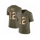 Men Nike Buffalo Bills #12 Jim Kelly Limited Olive Gold 2017 Salute to Service NFL Jersey