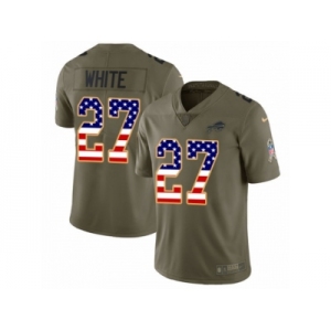 Men Nike Buffalo Bills #27 TreDavious White Limited Olive USA Flag 2017 Salute to Service NFL Jersey