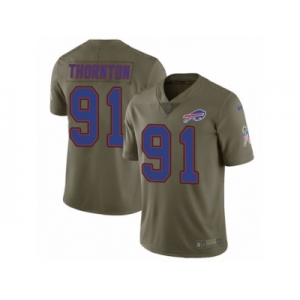 Men Nike Buffalo Bills #91 Cedric Thornton Limited Olive 2017 Salute to Service NFL Jersey