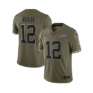 Men's Buffalo Bills #12 Jim Kelly 2022 Olive Salute To Service Limited Stitched Jersey