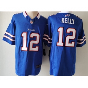 Men's Buffalo Bills #12 Jim Kelly Blue 2023 F.U.S.E. Vapor Untouchable Limited Football Stitched Jersey