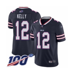 Men's Buffalo Bills #12 Jim Kelly Limited Navy Blue Inverted Legend 100th Season Football Jersey