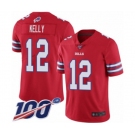 Men's Buffalo Bills #12 Jim Kelly Limited Red Rush Vapor Untouchable 100th Season Football Jersey