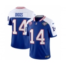 Men's Buffalo Bills #14 Stefon Diggs Blue White 2023 F.U.S.E. 75th Anniversary Throwback Vapor Untouchable Limited Football Stitched Jersey