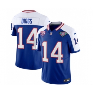 Men's Buffalo Bills #14 Stefon Diggs Blue White 2023 F.U.S.E. 75th Anniversary Throwback Vapor Untouchable Limited Football Stitched Jersey