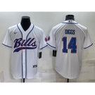 Men's Buffalo Bills #14 Stefon Diggs White Stitched Cool Base Nike Baseball Jersey