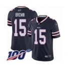 Men's Buffalo Bills #15 John Brown Limited Navy Blue Inverted Legend 100th Season Football Jersey