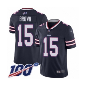 Men's Buffalo Bills #15 John Brown Limited Navy Blue Inverted Legend 100th Season Football Jersey