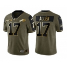 Men's Buffalo Bills #17 Josh Allen 2021 Olive Golden Salute To Service Limited Stitched Football Jersey