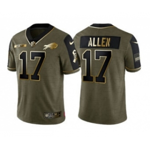 Men's Buffalo Bills #17 Josh Allen 2021 Olive Golden Salute To Service Limited Stitched Football Jersey