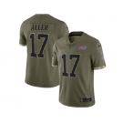 Men's Buffalo Bills #17 Josh Allen 2022 Olive Salute To Service Limited Stitched Jersey