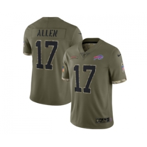 Men's Buffalo Bills #17 Josh Allen 2022 Olive Salute To Service Limited Stitched Jersey
