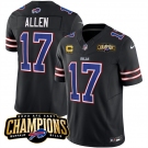 Men's Buffalo Bills #17 Josh Allen Black 2023 F.U.S.E. AFC East Champions With 4-star C Ptach Football Stitched Jersey - 副本