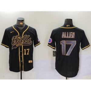 Men's Buffalo Bills #17 Josh Allen Black Cool Base Stitched Baseball Jersey