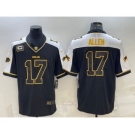 Men's Buffalo Bills #17 Josh Allen Black Gold With C Patch Thanksgiving Vapor Untouchable Limited Stitched Jersey