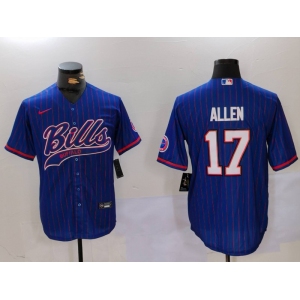 Men's Buffalo Bills #17 Josh Allen Blue Team Cool Base Stitched Baseball Jersey1