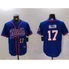 Men's Buffalo Bills #17 Josh Allen Blue Team Cool Base Stitched Baseball Jersey