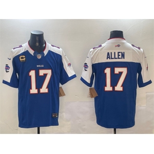 Men's Buffalo Bills #17 Josh Allen Blue White F.U.S.E. With 4-star C Ptach Football Stitched Jersey